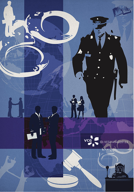 显示法律和司法系统的示意图图片素材