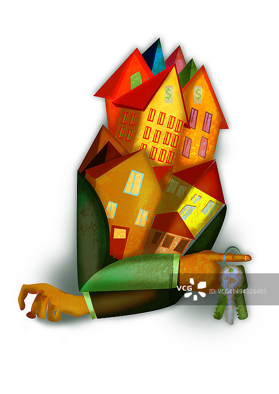 房地产经纪人与钥匙展示图片素材