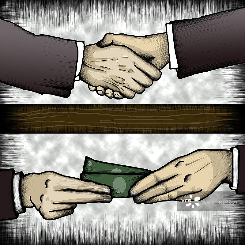 商人私下递钱给同事图片素材