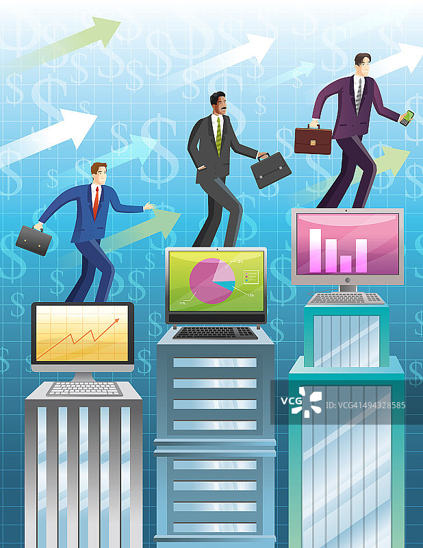 带有业绩图表的商务人士概念图图片素材