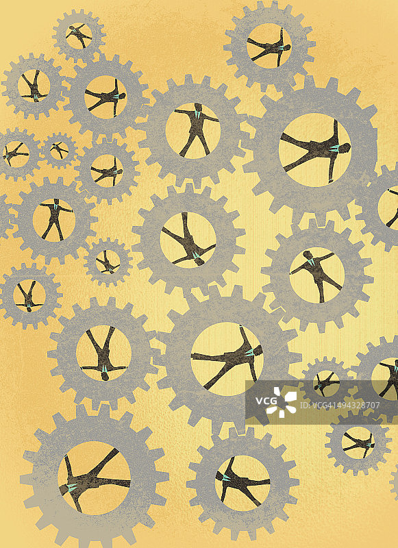 齿轮中的商务人士插画图片素材