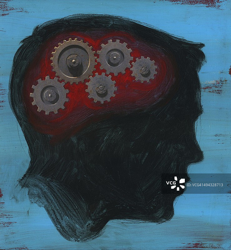 带有互锁齿轮的人头图片素材