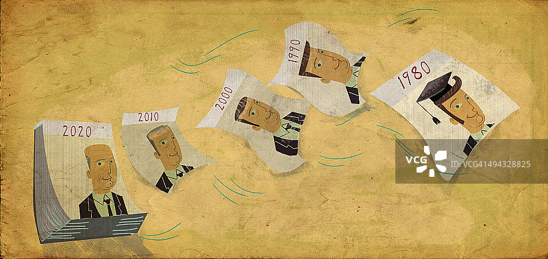 从毕业到成功商人的人生历程概念图图片素材