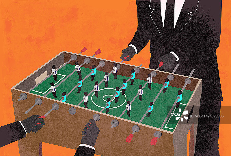 午休期间玩桌上足球的两位商人插图图片素材