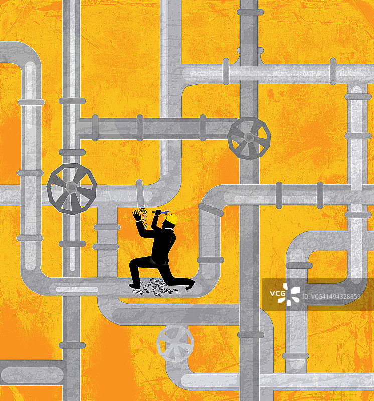 水管工维修排水管道的概念插画图片素材