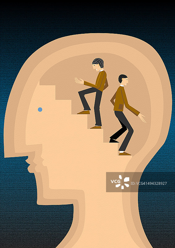 困惑的商人头部特写，显示起伏图片素材