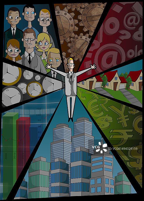 描绘商业周期概念的商人生活阶段图片素材