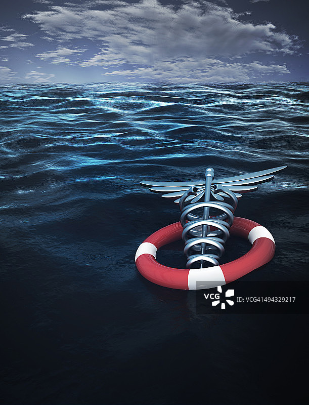 赫尔墨斯之杖与医疗保险概念图图片素材