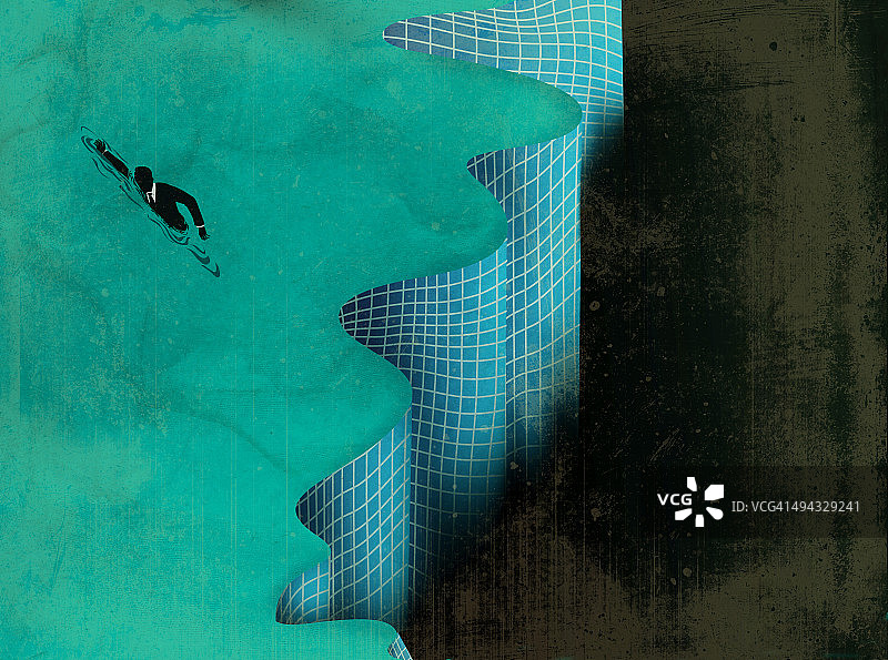 商人逆流而上，代表着从商业损失中恢复的概念图片素材