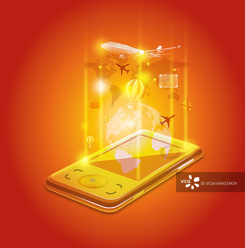 代表旅行应用的手机插画图片素材