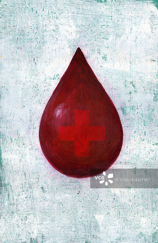 代表献血的红色血滴十字插图图片素材