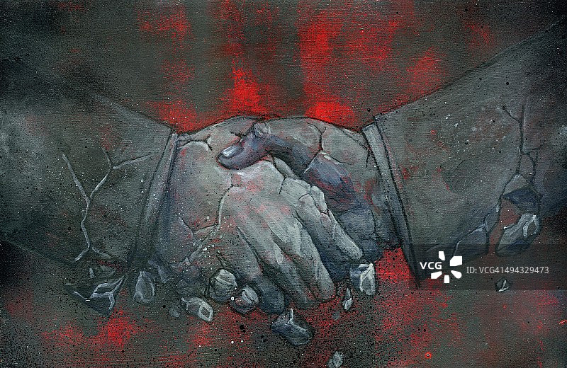 商务男人握手，象征合作冲突图片素材