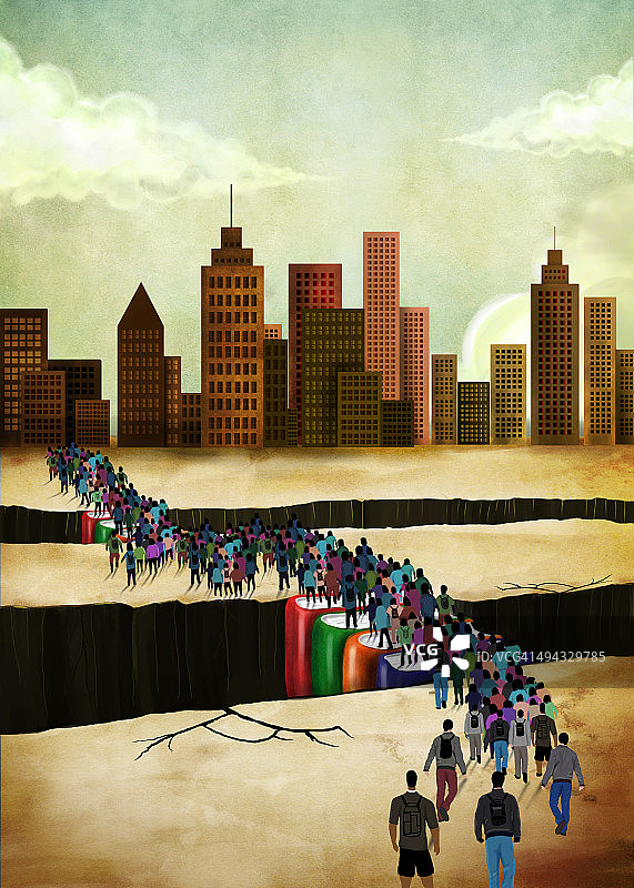 人们弥合差距示意图图片素材