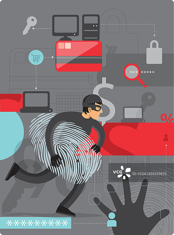 网络身份盗窃插画图片素材