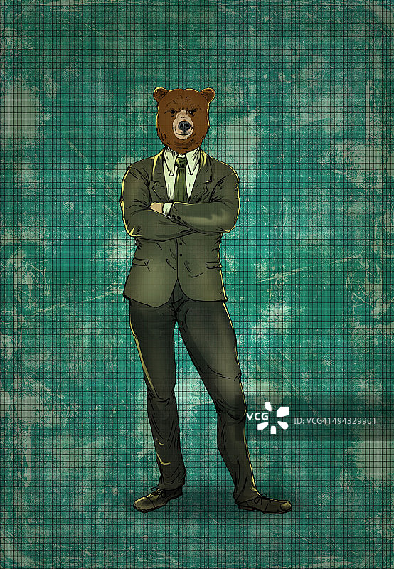 商业熊市男子插画图片素材