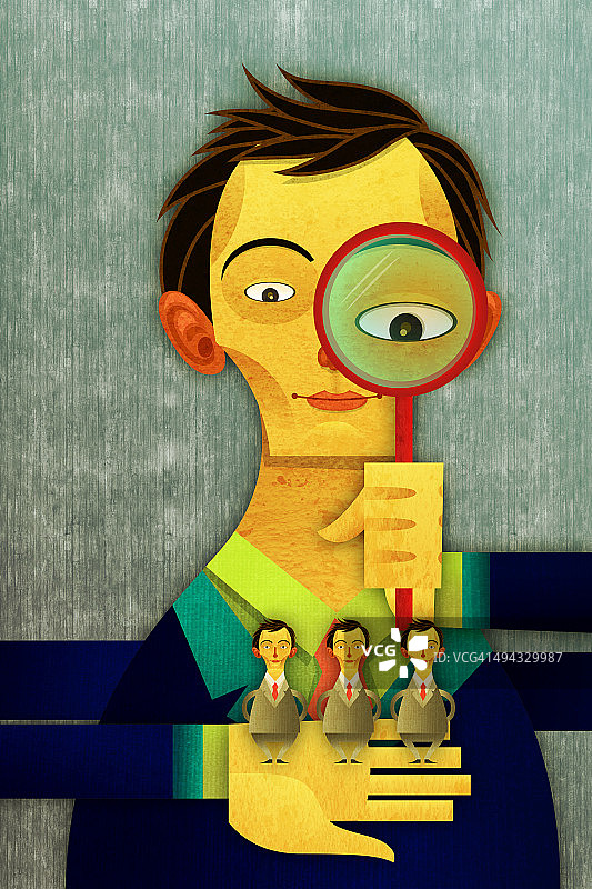 商人用放大镜招聘候选人图片素材