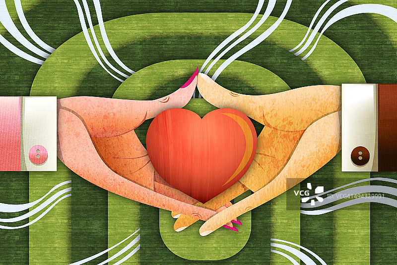 双手托起爱心示意图图片素材