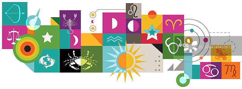 十二星座拼贴插画图片素材