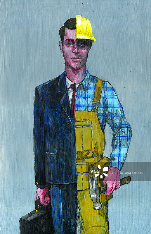 代表职业变化的兼职青年男子插图图片素材