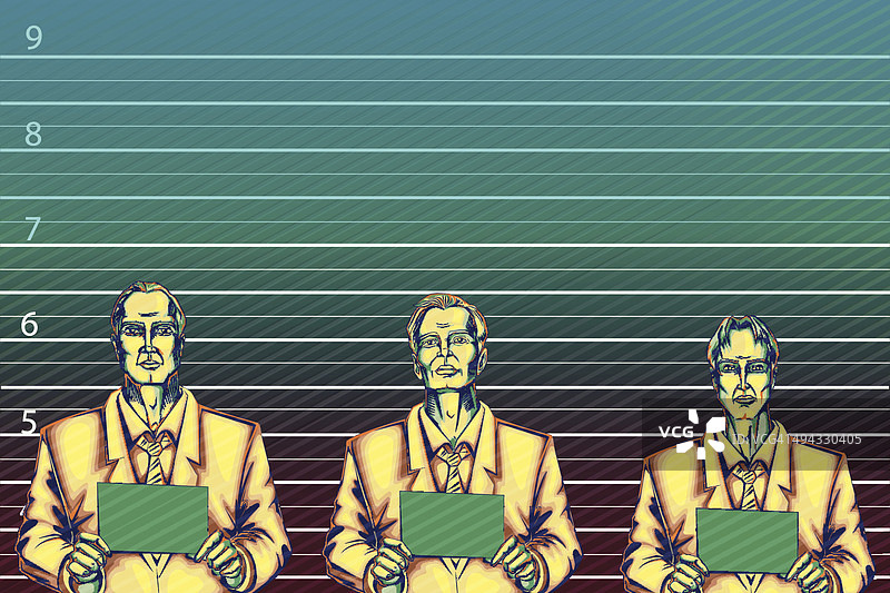 商务人士与代表商业犯罪的身高图插画图片素材