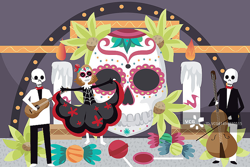 人们庆祝万圣节的插图图片素材