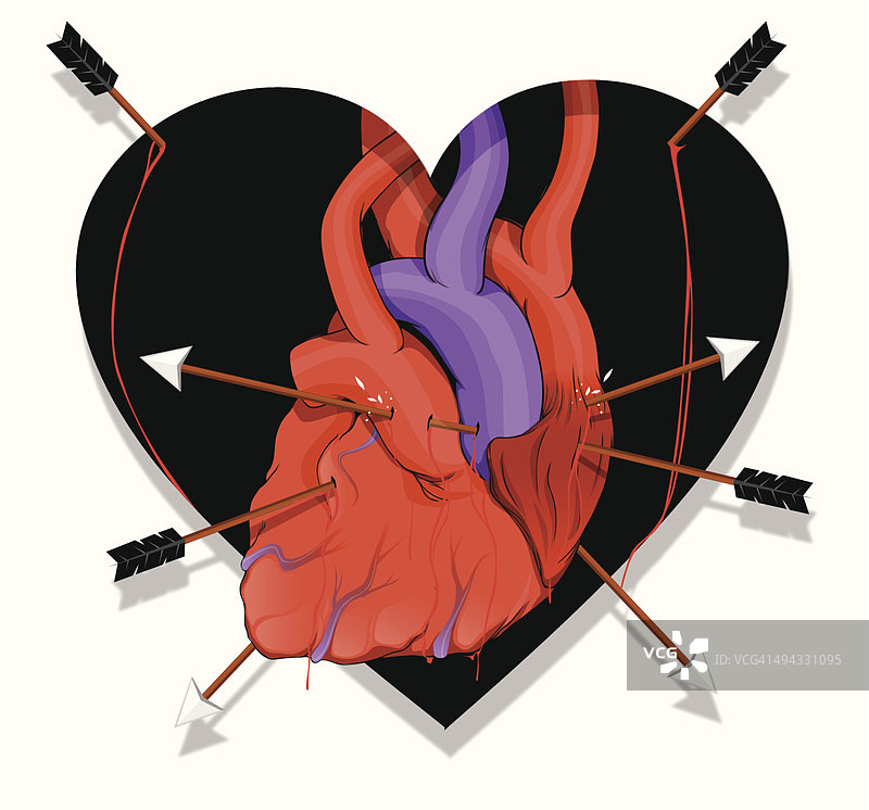 象征心碎的丘比特之箭插画图片素材