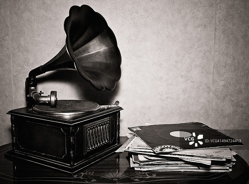老式自动唱片点唱机图片素材