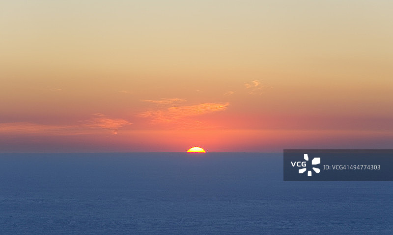 希腊科孚岛克里尼的爱奥尼亚海日落图片素材