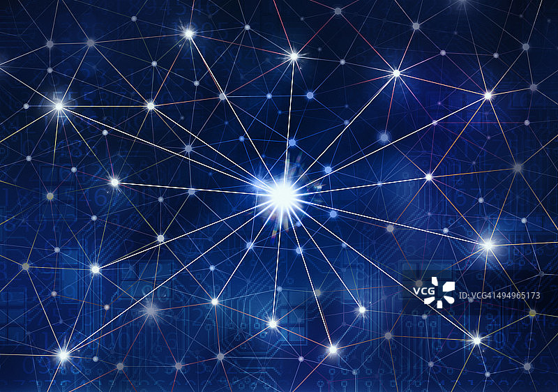 网络连接中心的一颗明亮的星星图片素材
