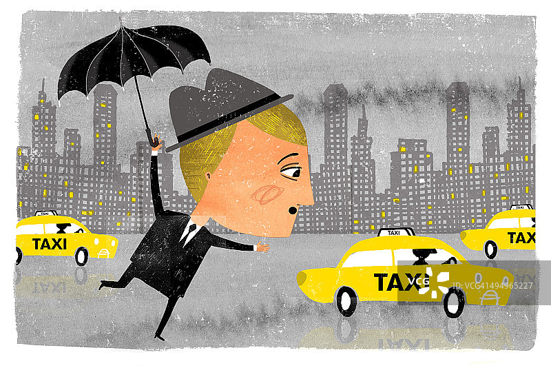 雨中的出租车图片素材