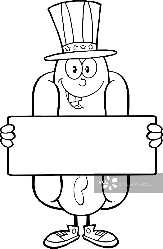 拿着banner的黑白热狗图片素材