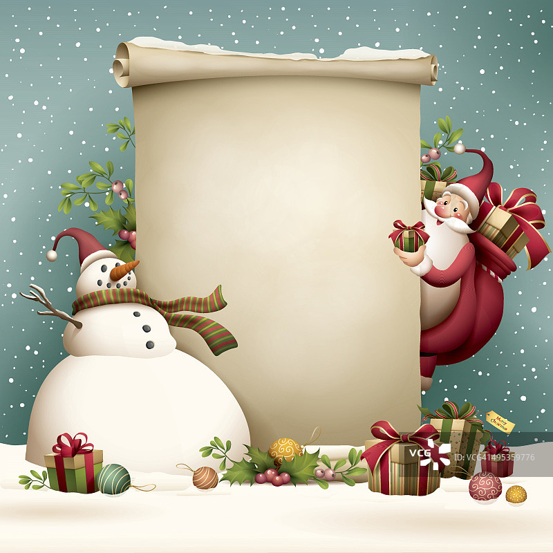 圣诞老人圣诞卷轴图片素材