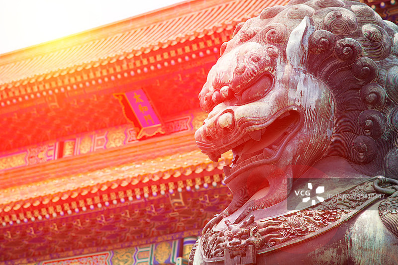 中国故宫的青铜狮子图片素材