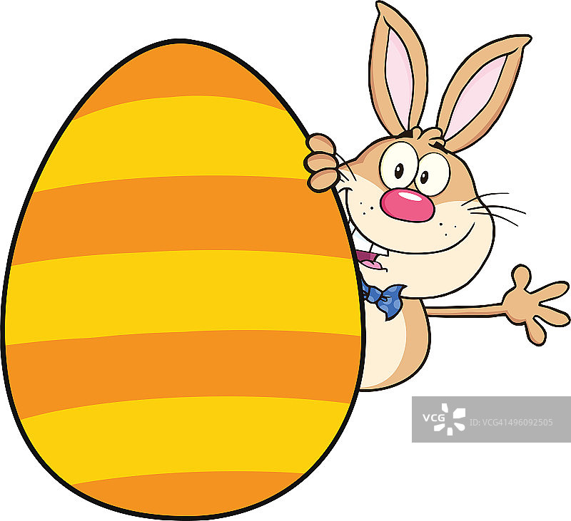 挥手致意的复活节彩蛋小兔子图片素材