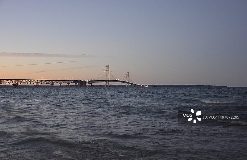 麦基诺桥日落图片素材