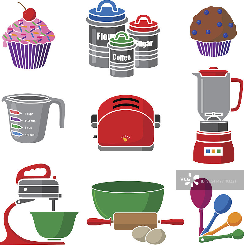 烘焙图标和厨房设备图片素材