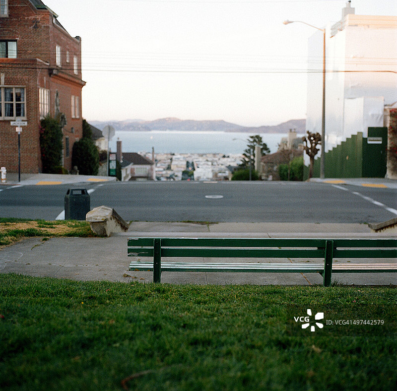 旧金山太平洋高地的公园长椅图片素材