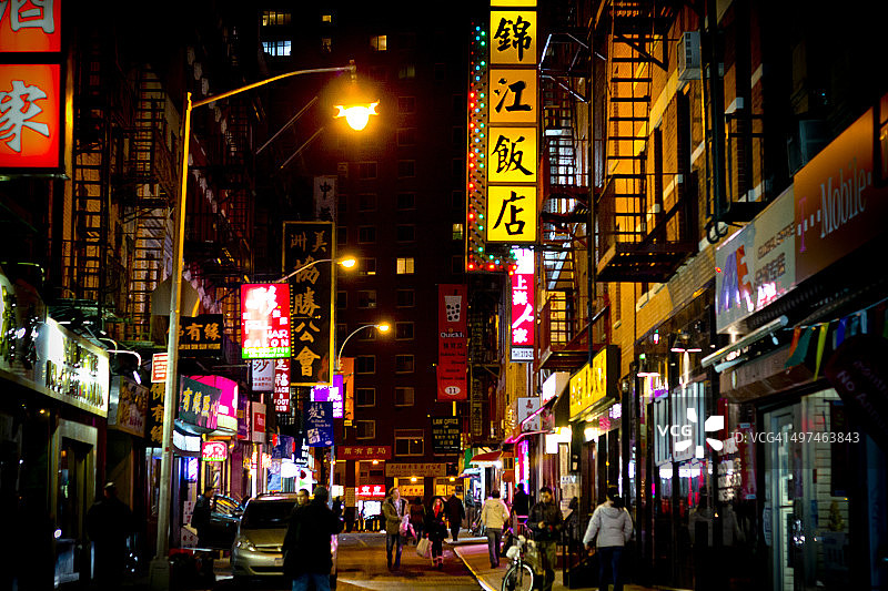 纽约中国城夜景图片素材