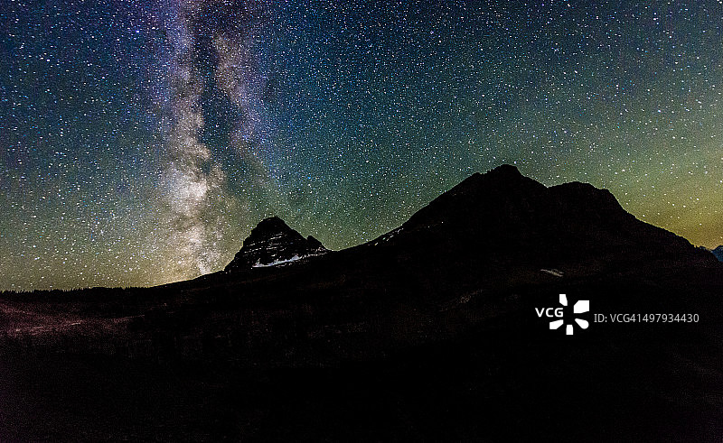 蒙大拿州雷诺兹山冰川国家公园的银河系景观图片素材