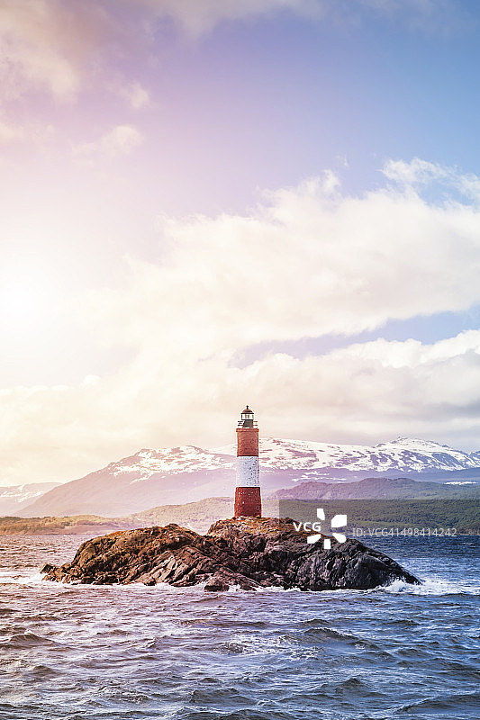 比格尔海峡的莱斯埃克莱尔灯塔图片素材