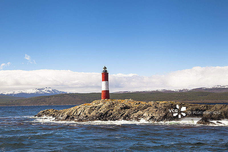 比格尔海峡的莱斯埃克莱尔灯塔图片素材