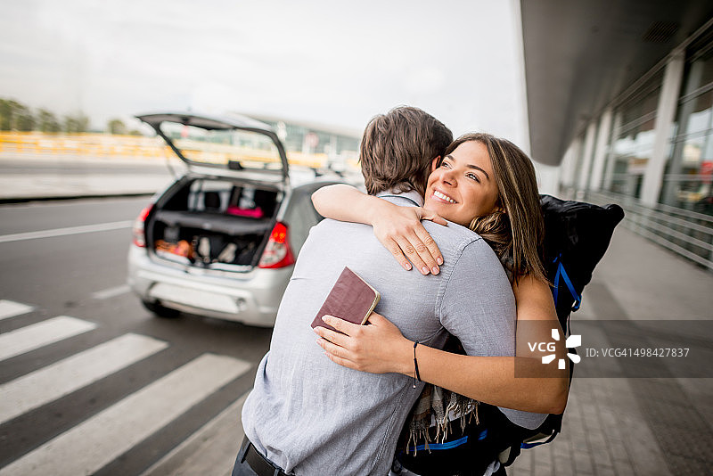 在机场告别图片素材