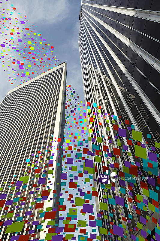 建筑周围的飞舞像素图片素材