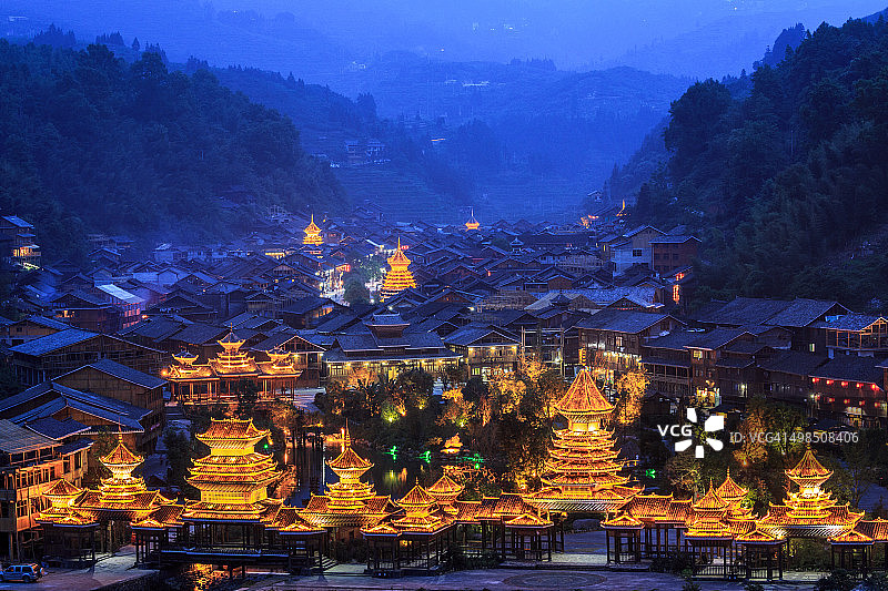 贵州肇兴侗寨夜景图片素材