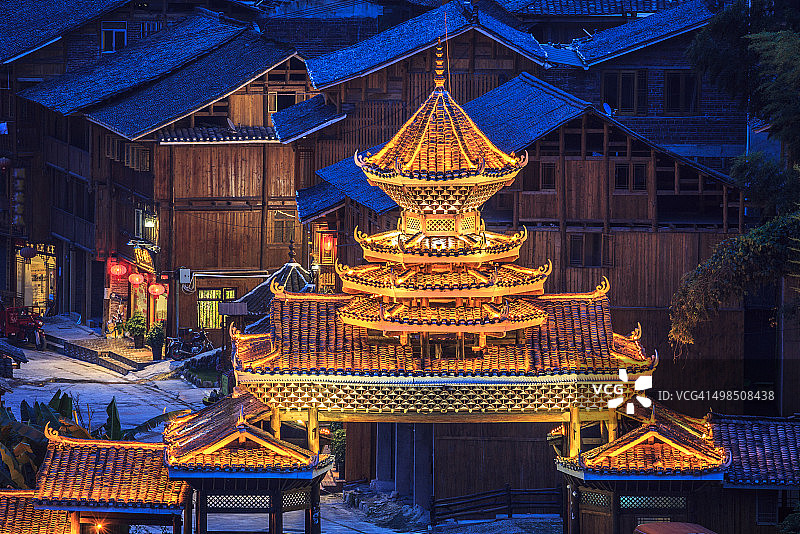 贵州肇兴侗寨夜景图片素材