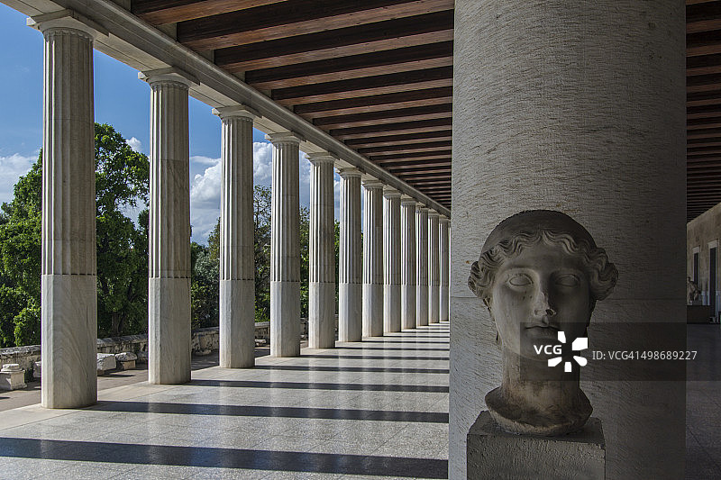 希腊雅典的阿塔罗斯柱廊图片素材