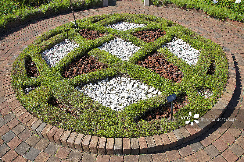 砖砌边框的圆形结花园图片素材