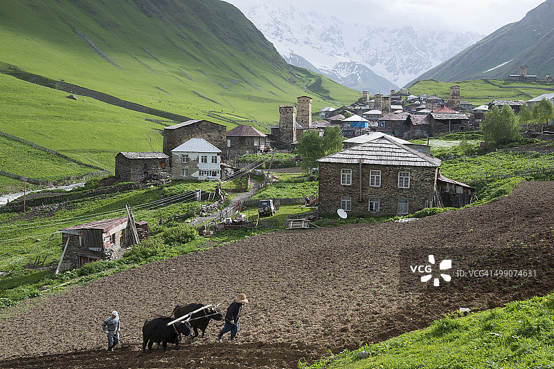 格鲁吉亚斯瓦内蒂地区乌什古里村图片素材