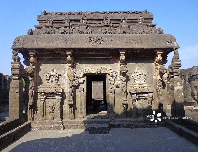 埃洛拉石窟凯拉萨神庙南迪曼荼图片素材