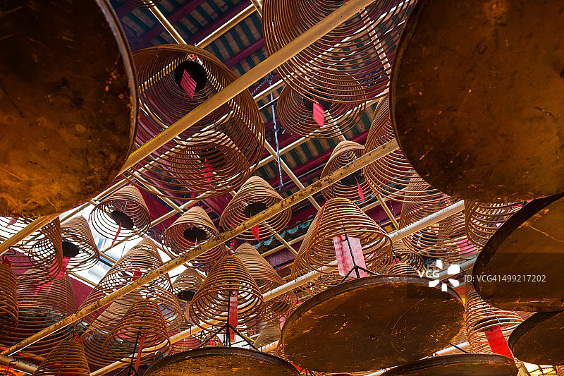 中国香港上环文武庙的香锥（仰视角度）图片素材